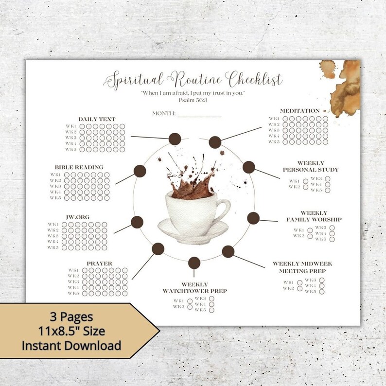 JW Spiritual Routine Tracker: Jehovah's Witness Gift (Digital Download) image 5