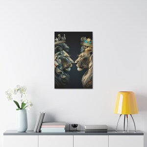 Lion and Lioness Wall Canvas Art, Royal Wall Art, 3D Wall Art, Abstract Wall Art, Wall Prints, Home Decor, Bold Wall Painting image 5