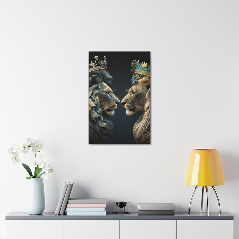 Lion and Lioness Wall Canvas Art, Royal Wall Art, 3D Wall Art, Abstract Wall Art, Wall Prints, Home Decor, Bold Wall Painting image 5