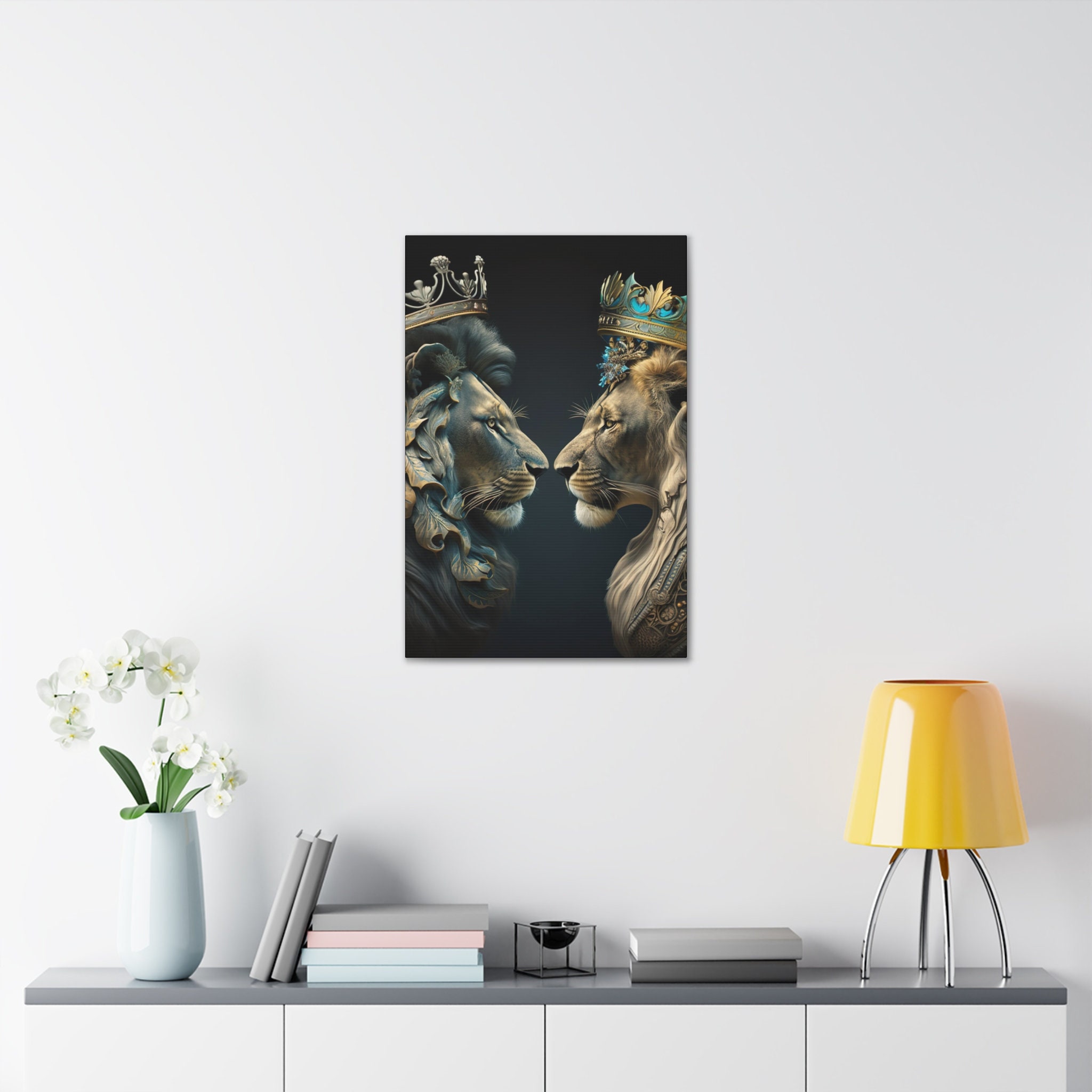 Lion and Lioness Wall Canvas Art, Royal Wall Art, 3D Wall Art, Abstract ...
