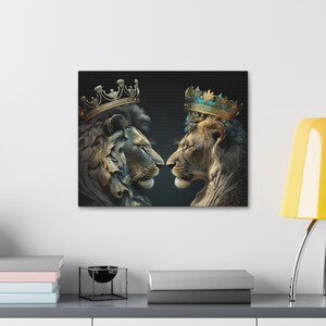 Lion and Lioness Wall Canvas Art, Royal Wall Art, 3D Wall Art, Abstract Wall Art, Wall Prints, Home Decor, Bold Wall Painting image 7