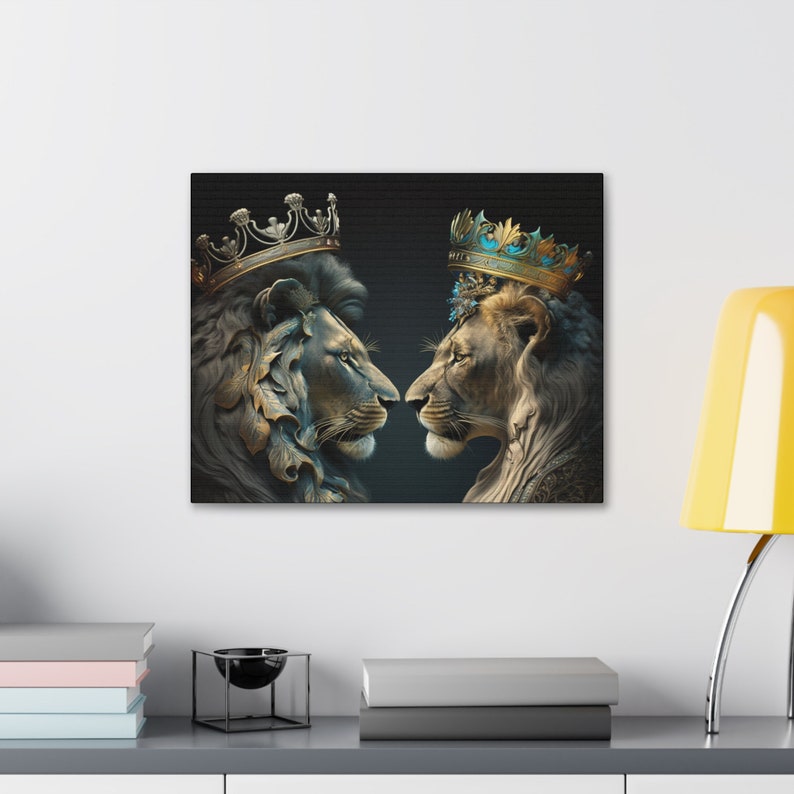 Lion and Lioness Wall Canvas Art, Royal Wall Art, 3D Wall Art, Abstract Wall Art, Wall Prints, Home Decor, Bold Wall Painting image 7