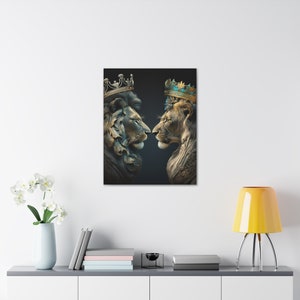 Lion and Lioness Wall Canvas Art, Royal Wall Art, 3D Wall Art, Abstract Wall Art, Wall Prints, Home Decor, Bold Wall Painting image 8
