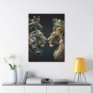 Lion and Lioness Wall Canvas Art, Royal Wall Art, 3D Wall Art, Abstract Wall Art, Wall Prints, Home Decor, Bold Wall Painting image 6
