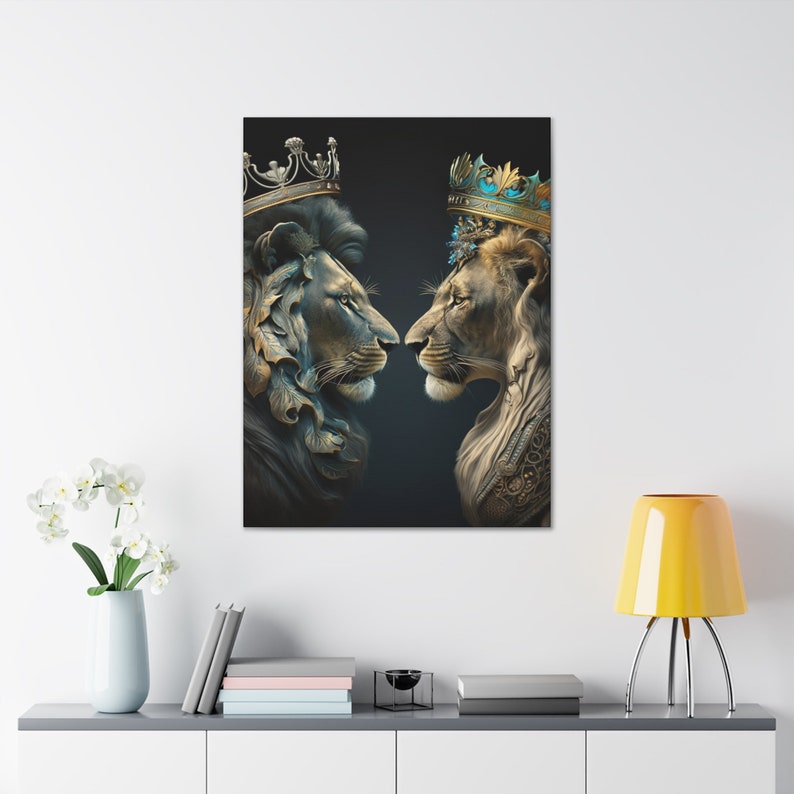 Lion and Lioness Wall Canvas Art, Royal Wall Art, 3D Wall Art, Abstract Wall Art, Wall Prints, Home Decor, Bold Wall Painting image 6