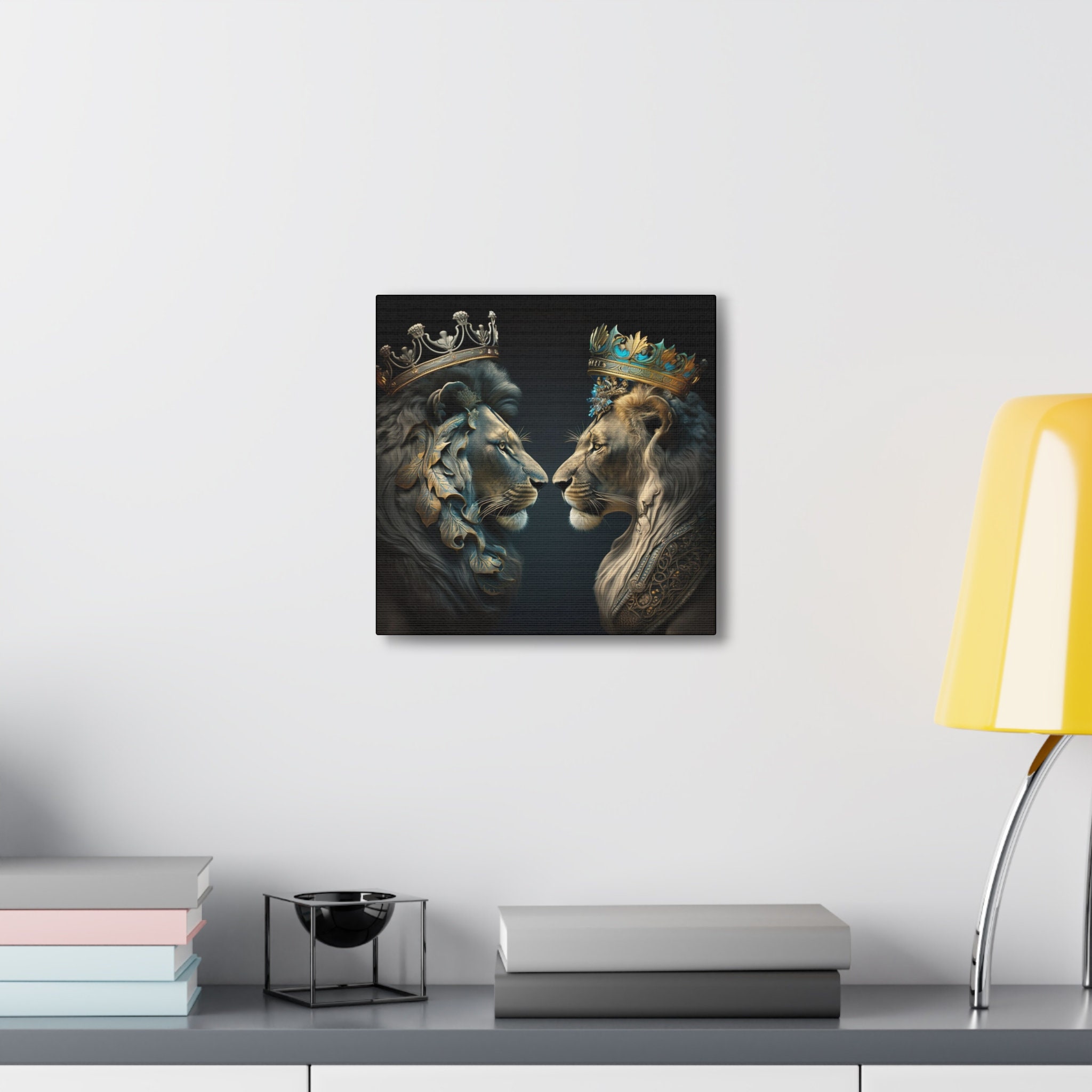 Lion and Lioness Wall Canvas Art, Royal Wall Art, 3D Wall Art, Abstract ...