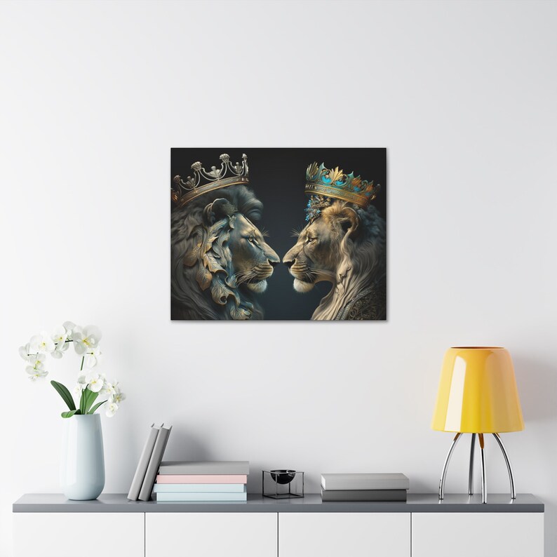 Lion and Lioness Wall Canvas Art, Royal Wall Art, 3D Wall Art, Abstract Wall Art, Wall Prints, Home Decor, Bold Wall Painting image 10