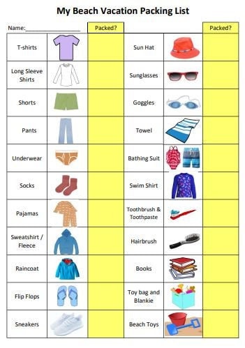 Kids Beach Vacation Packing List - Kids Pack! - Etsy