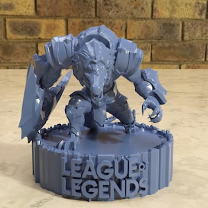 リーグ・オブ・レジェンド レネクトン フィギュア、3Dプリント ワニ チャンピオンモデル、ゲーマー向けパーソナライズベースギフト、LoL ディスプレイスタチュー