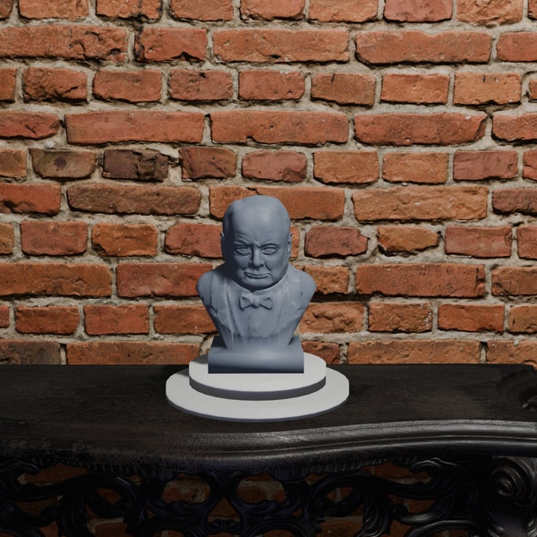 Winston Churchill Bust - 3D Resin Printed Sculpture - British Prime Minister Statue - Political Leader - World War II Leader - Gift