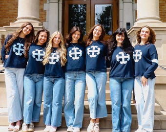 The French Cross Sweater  | Saint Mary's College | PRE-ORDER | Two Versions | Navy | Belles Blue | White | Better in Blue Co.