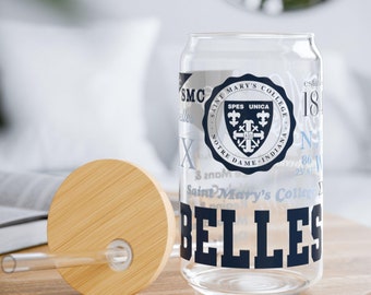 Saint Mary's College Glass Cup with Straw | Belles | Smick | Spes Unica | Better in Blue Co.