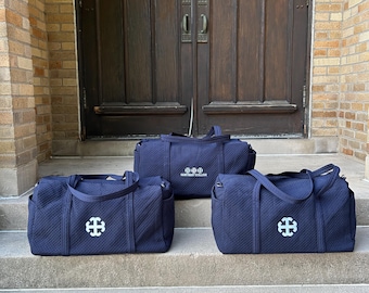 French Cross Embroidered Duffel Bag | Saint Mary's College | Navy Blue | Better in Blue Co.