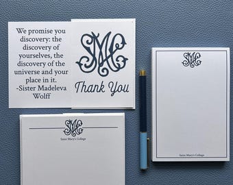 Saint Mary's College Monogram Stationery Set | Personalization Available
