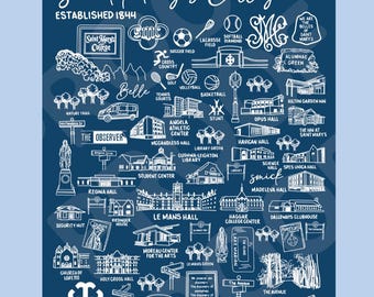 Saint Mary's College Art Print | Belles | Le Mans Hall | The Avenue | Better in Blue Co.