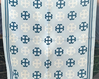 French Cross Signature Pattern 100% Silk Square Scarf | Saint Mary's College | Better in Blue Co.
