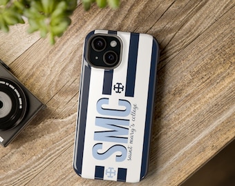 セントメアリーズカレッジ ネイビーブルーストライプのスマホケース | フレンチクロス | Better in Blue Co.