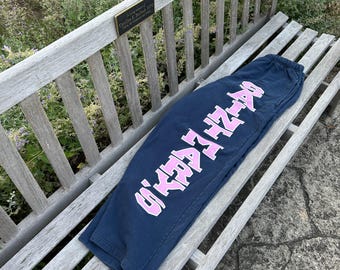 Saint Mary's Sweatpants | Navy with Pink Letters | Size?