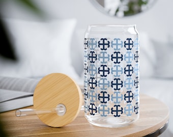 Saint Mary&#39;s College French Cross Glass with Straw | Smick | Belles | | Better in Blue Co.