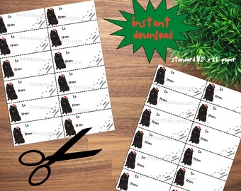 Black Chow Chow Printable Christmas Dog Gift Tags - Instant Download