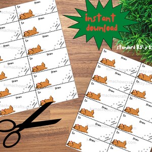 Rode Chow Chow afdrukbare kersthond cadeaukaartjes - direct downloaden