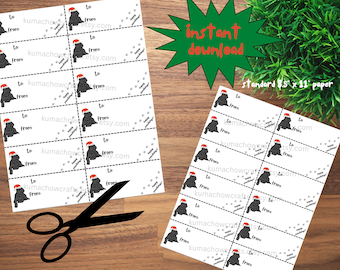 Black Labrador Printable Christmas Dog Gift Tags - Instant Download