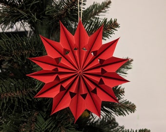 Folded paper stars/ Advent season/ Christmas decoration/ Window room decoration/ Star for hanging/ Red/ Origami star/ Waldorf