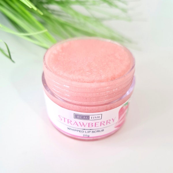 Strawberry lip scrub, Natural exfoliator Moisturising lips Sugar lip scrub scented lip scrub, shea butter, soft lips, dry lips lemon sherbet