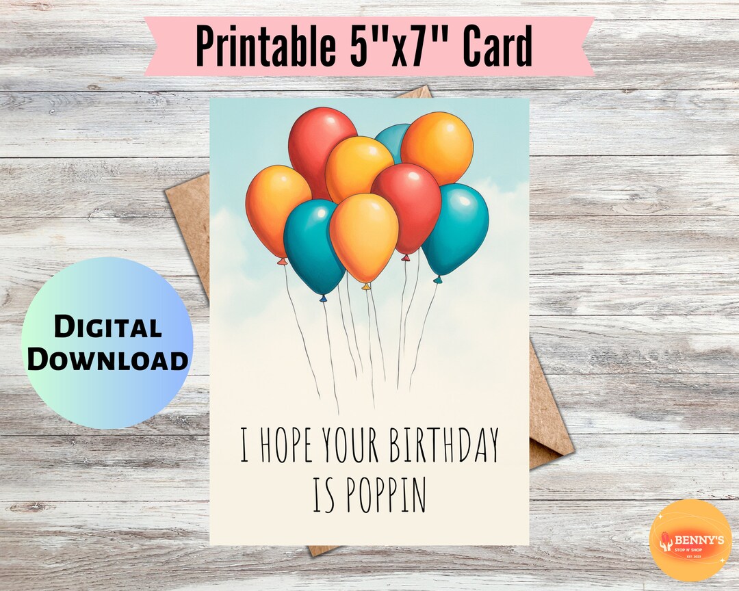 Simple Birthday Card Pun Birthday Card Balloon Birthday - Etsy