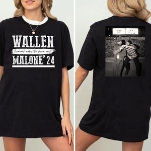 Wallen Malone 2024 For President, Funny &#39;24 Election Graphic Tee, Vintage Inspired Humor Concert Music T-Shirt, Wallen & Malone 2024 T-Shirt