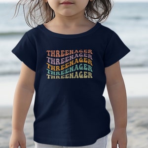 Threenager-shirt, verjaardagsshirt, groovy retro-T-shirt, feest T-shirt verjaardagsoutfits, 3e verjaardag peuter meisjes, shirt verjaardag jongen meisje, peuter
