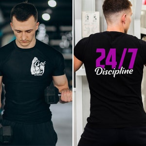 God Strong Workout T-Shirt, Gym TShirt, Gym T-Shirt, Bodybuilding T-Shirt, Fitness Clothes, Muscles Shirt, Lift Weight Shirt, Motivational