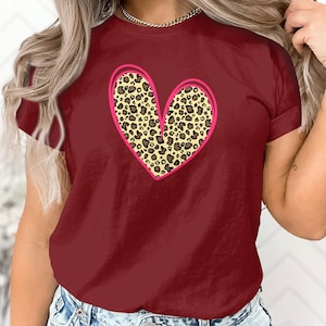 Leopard Love Heart Valentines Day Shirt, Valentines Day Shirts For Woman, Heart Shirt, Cute Valentine Shirt, Valentines Day Gift, Lover Gift