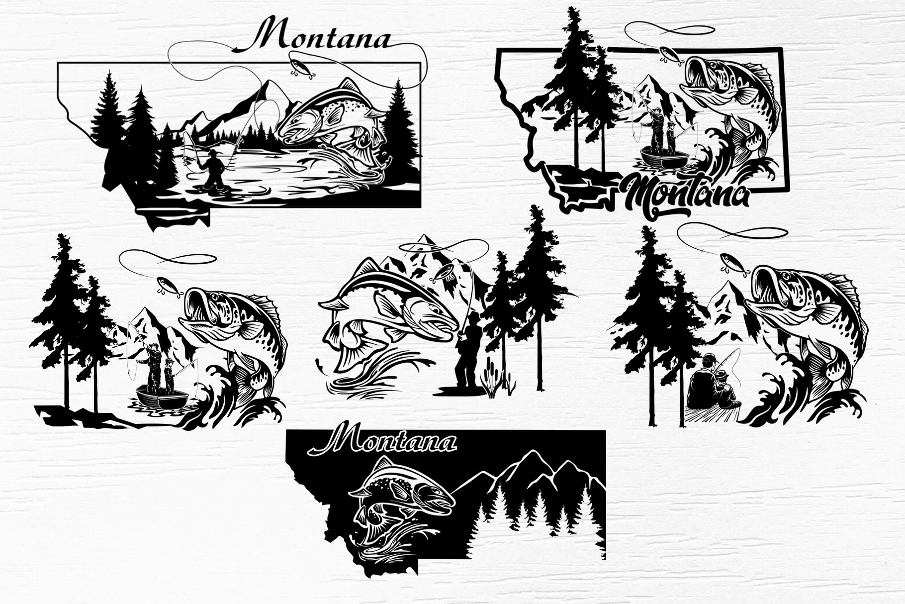 Montana Fishing up at Dawn Trout Fishing Scene Svg Mountain Etsy