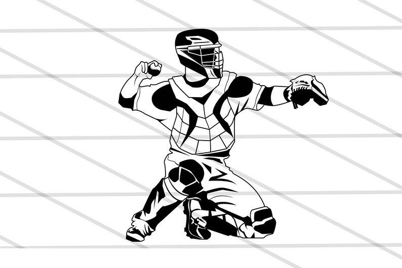Baseball Catcher Svg Softball Catcher Svg Sublimation Print Etsy