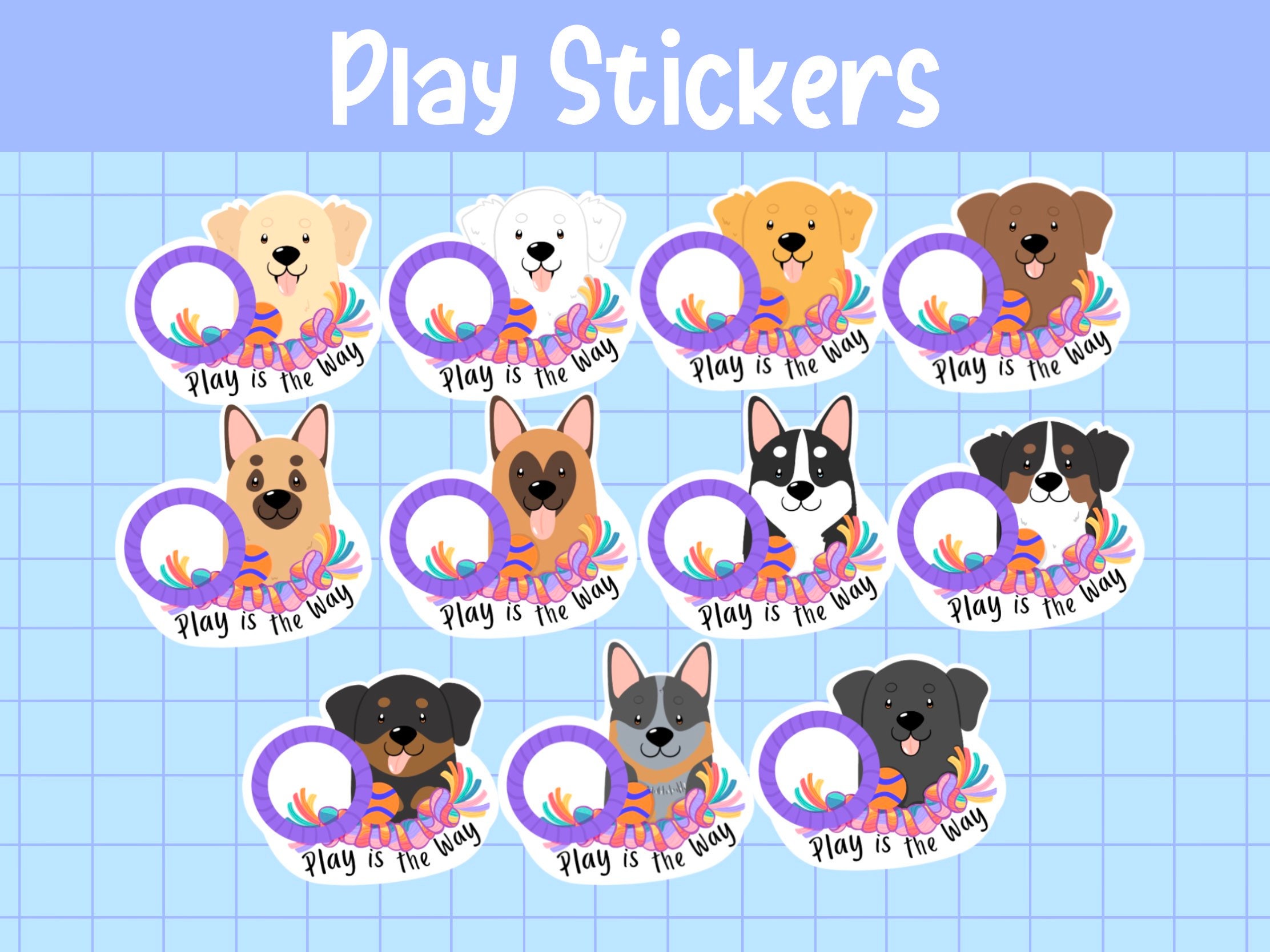 Play Dog Stickers Cute Dog Stickers Custom Pet Stickers 
