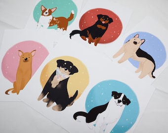 Retrato físico personalizado de mascotas / Ilustración de perros / Arte de perros personalizado / Comisión