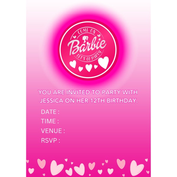 Barbie Invitations Etsy UK