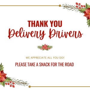 THANK YOU Delivery Driver Sign for Front Porch, Take a Snack Sign