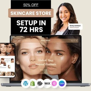 Configuración de sitio web para marca de belleza en 72 horas, Shopify, Squarespace, Wix, sitio web de WordPress para el cuidado de la piel para esteticistas, maquilladores y salones de belleza.