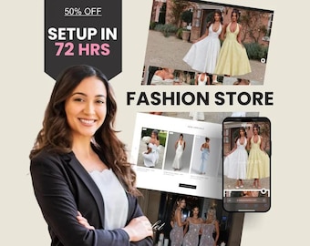 Website kledingmerk in 72 uur, complete modewinkelconfiguratie, luxe website, Shopify, Squarespace, Wix, WordPress, Webflow Boutique-website