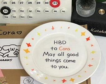 Custom Birthday Handcrafted Ceramic Plate Personalized Unique Birthday Gift Decoration