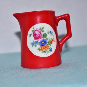 Miniature Red with Flowers Design Pitcher
