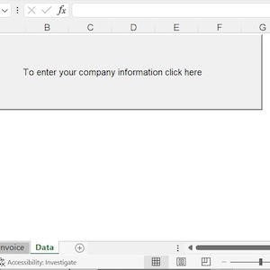May include: A screenshot of a spreadsheet program with a gray box in the upper right corner. The box contains the text "To enter your company information click here".