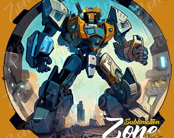 Mech Robots 23.1 - PNG Sublimation Design - Digital Character Illustration