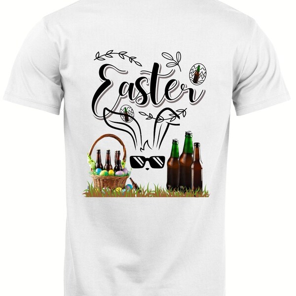 Bunny Bubbles & Eggstravaganza: Sipping Spring Delight unisex T-shirt, unique Easter tees.