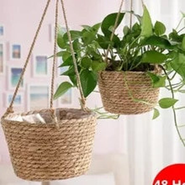 Handmade Hanging Basket Plant - Beautiful Wall Hangers Baskets - Jute Rope Hanging Planter Indoor Or Outdoor Flower Pot -  Gift