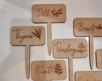 Wooden Herb Stakes | Garden Plant Names | Custom Wood Herb Markers | Wood Plant Markers