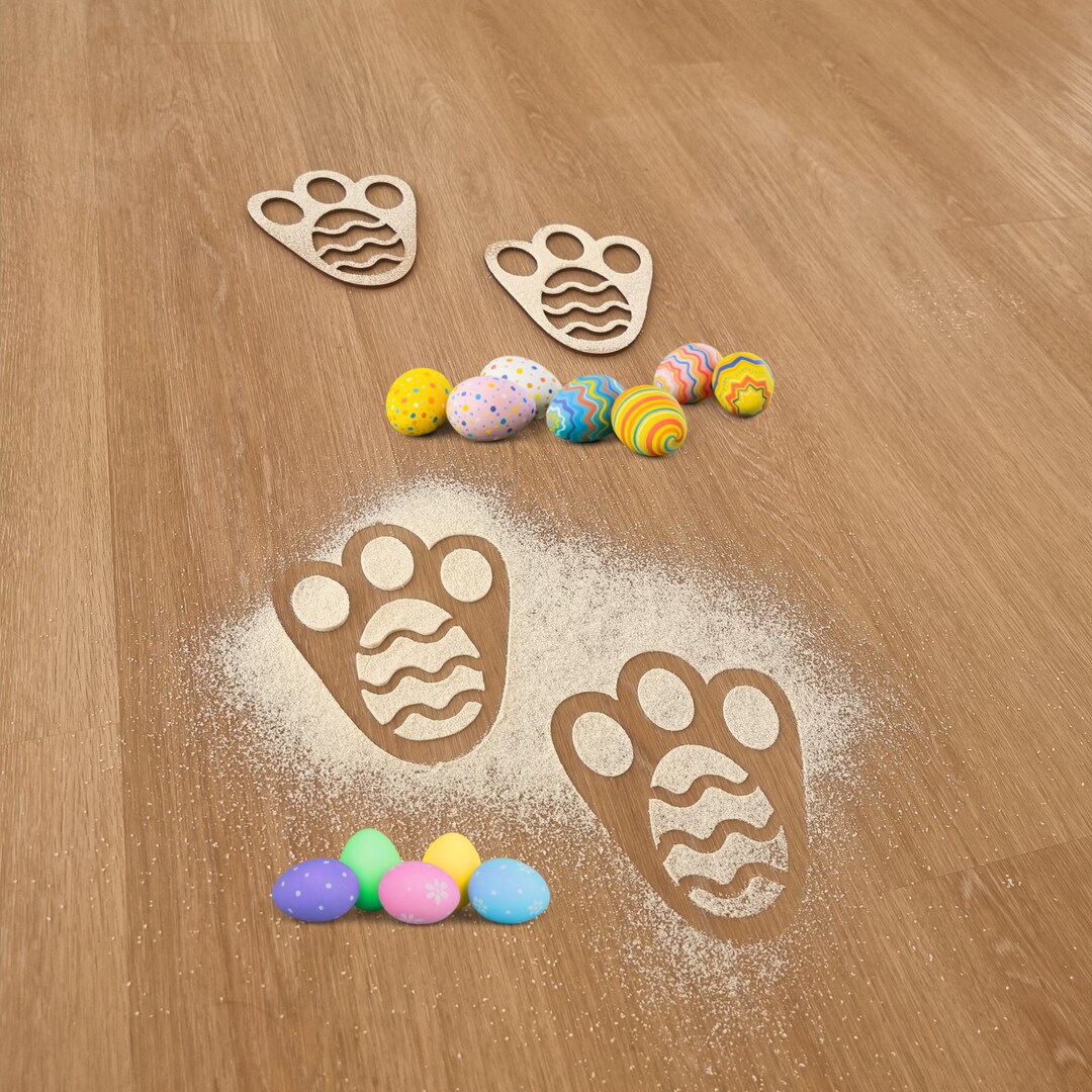 Easter Bunny Footprints Bunny Stencil Easter Flour or Glitter Floor