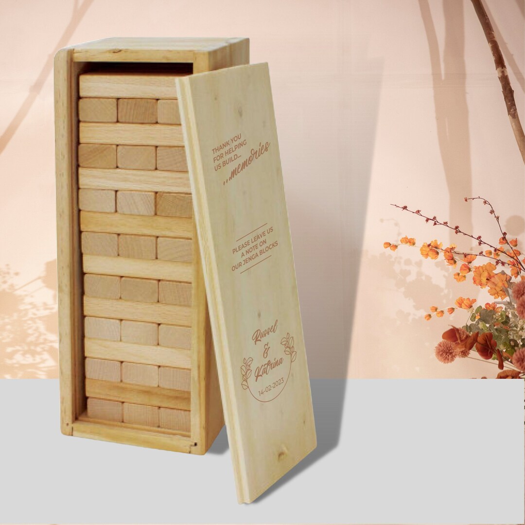 Personalised Jenga Wedding Guestbook Engraved Jenga Custom Jenga Set